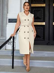 Sollinarry Hơn Đôi ngực Váy có thắt lưng - trắng - Xem 1