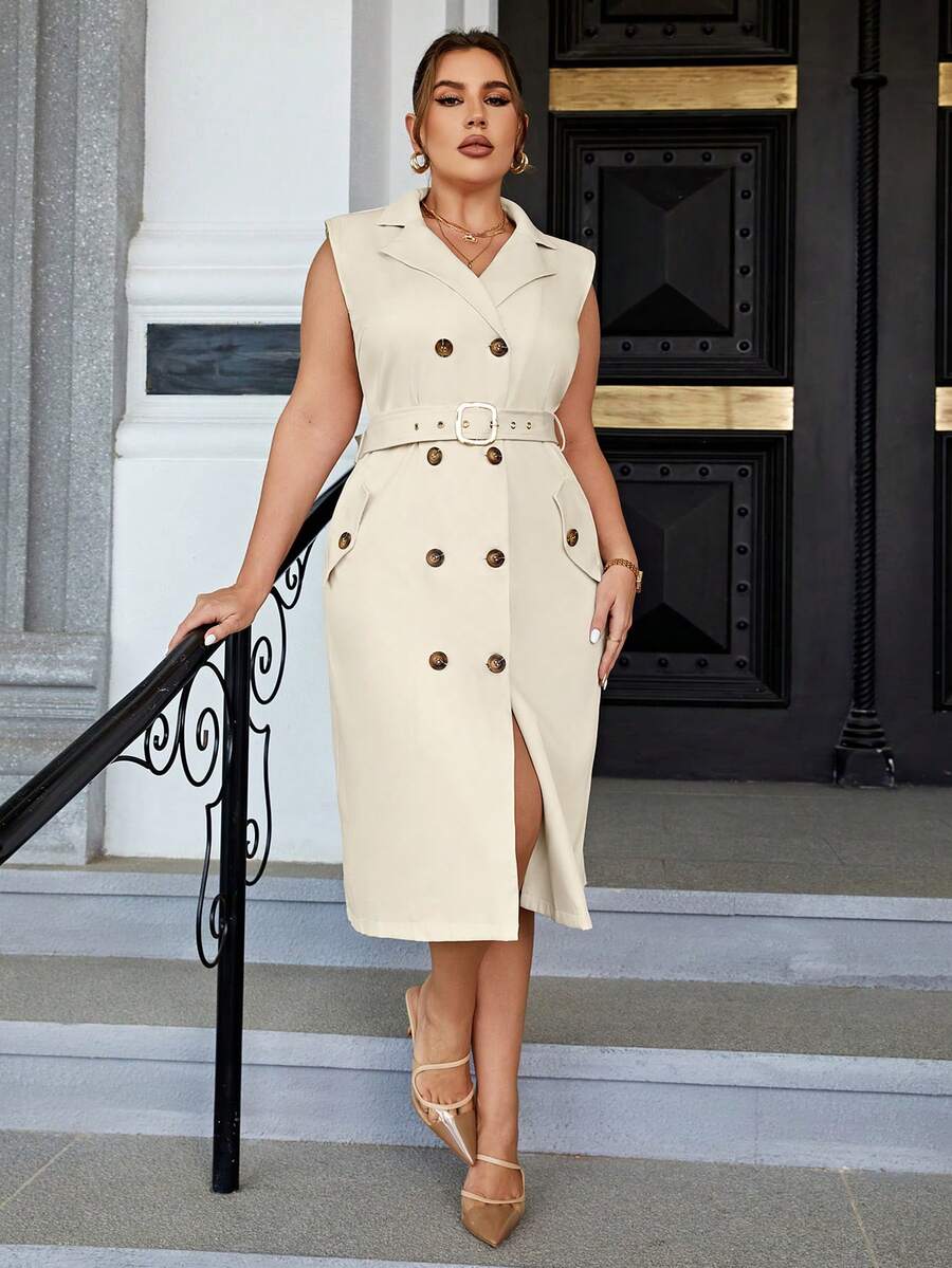 Sollinarry Hơn Đôi ngực Váy có thắt lưng - trắng - Xem 1