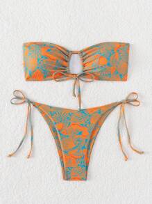 Swim Vcay Conjunto de bikini de amarrar con estampado tropical para playa en verano