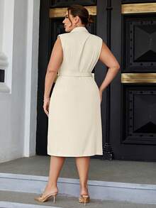 Sollinarry Hơn Đôi ngực Váy có thắt lưng - trắng - Xem 2