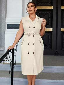 Sollinarry Hơn Đôi ngực Váy có thắt lưng - trắng - Xem 3