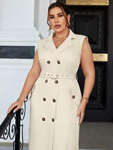 Sollinarry Hơn Đôi ngực Váy có thắt lưng - trắng - Xem 5