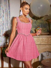 Glamaker Contrast Trim Dress - Pink - View 3