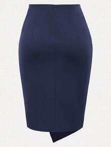 Twist Front Solid Skirt