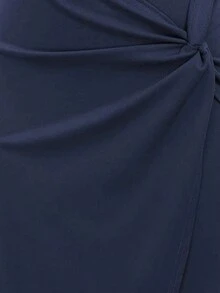 Twist Front Solid Skirt