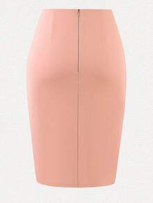 Twist Front Solid Asymmetrical Hem Skirt