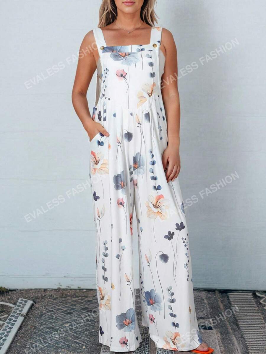 Combinaison Salopette Imprimé Floral À Poche Ample