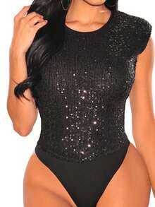 Sequin Bodysuit - Black - View 3