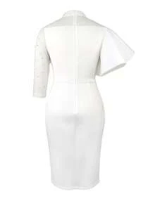 Viền Ruffle Viền chia cắt Váy có thắt lưng - trắng - Xem 2