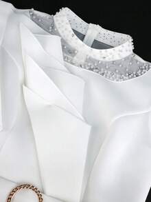 Viền Ruffle Viền chia cắt Váy có thắt lưng - trắng - Xem 4