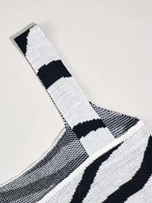 SHE(IN) BRASIL 圖形圖案針織短上衣 - 黑與白 - 查看 3