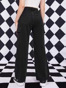 Teen Girl Flap Pocket Side Cargo Jeans