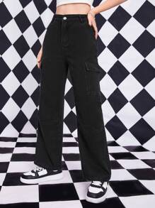 Teen Girl Flap Pocket Side Cargo Jeans