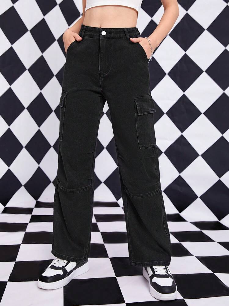 Teen Girl Flap Pocket Side Cargo Jeans