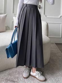 DAZY Gonna plissettata elegante e di stile preppy di colore unito da donna