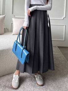 DAZY Gonna plissettata elegante e di stile preppy di colore unito da donna