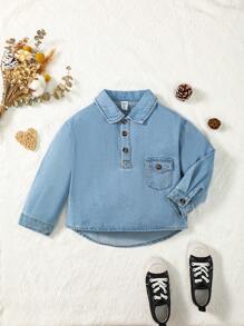 Young Boy Flap Pocket Denim Top