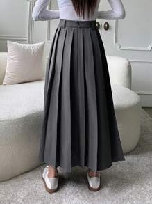 DAZY Gonna plissettata elegante e di stile preppy di colore unito da donna