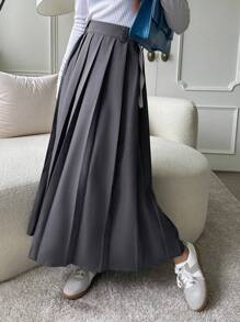 DAZY Gonna plissettata elegante e di stile preppy di colore unito da donna