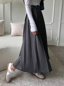 DAZY Gonna plissettata elegante e di stile preppy di colore unito da donna