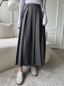 DAZY Gonna plissettata elegante e di stile preppy di colore unito da donna