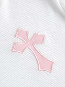 ROMWE Grunge Punk Cross Print Crop Tee - White - View 3