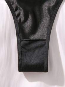 SHEIN Exotic-Bondage 鏤空鋼圈吊帶襪內衣套裝 - 黑色 - 查看 5