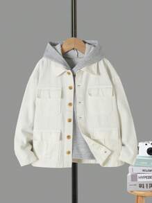 男童（大）牛仔夾克 & 外套 - 白色 - 查看 1