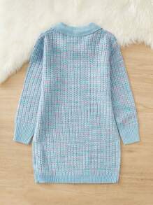 SHEIN Tween Girl Space Dye Jumper Dress Without Belt - Blue - View 2