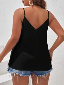 SHEIN Frenchy Plus Scallop Trim Cami Top - Black - View 2