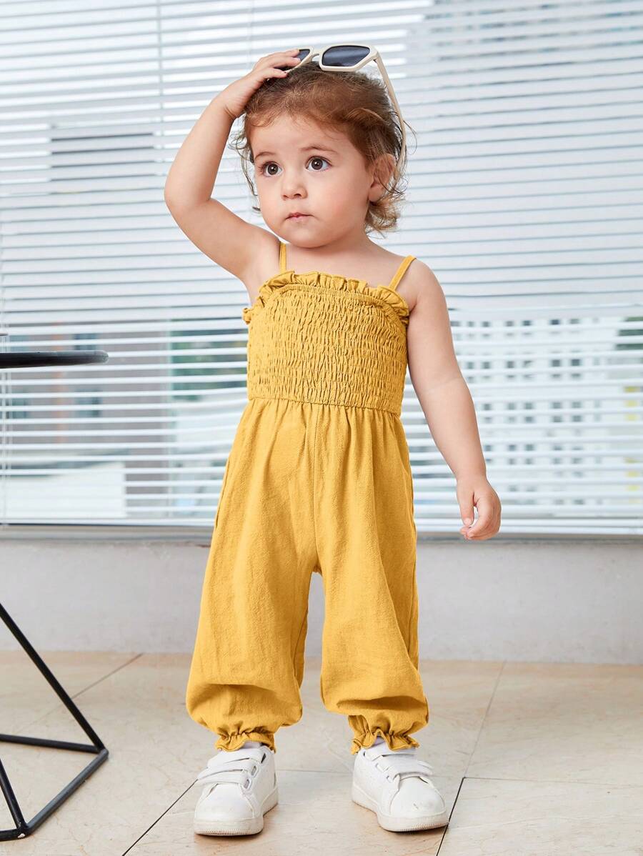 SHEIN Baby Girl Frill Trim Cami Jumpsuit