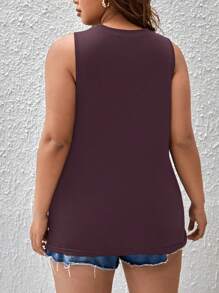SHEIN LUNE Plus Solid Tank Top - Purple - View 2
