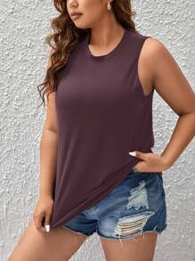 SHEIN LUNE Plus Solid Tank Top - Purple - View 3