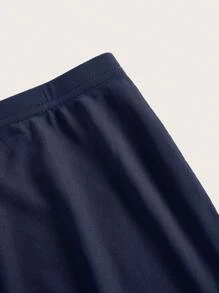 SHEIN EZwear Solid Lettuce Trim Mermaid Hem Skirt