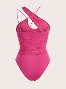 SHEIN ICON 素色不對稱領連身背心 - 玫紅色 - 查看 2