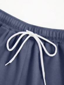 SHEIN Unity Text Grafik Dragsko i Midjan Träningsshorts - Blå - Visa 5