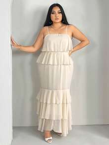 SHEIN SXY Hơn Lớp viền Váy Dây - trắng - Xem 4