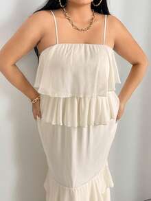 SHEIN SXY Hơn Lớp viền Váy Dây - trắng - Xem 6