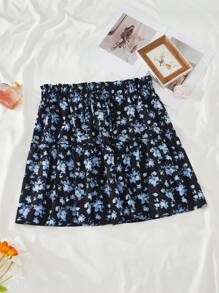 SHEIN VCAY 大碼印花荷葉邊半身裙 - 彩色 - 查看 1