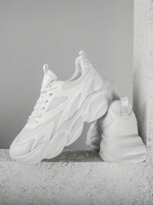 Men's New Ultralight Thick Sole Chunky Sneakers, Breathable Casual Sports Shoes - White - View 2