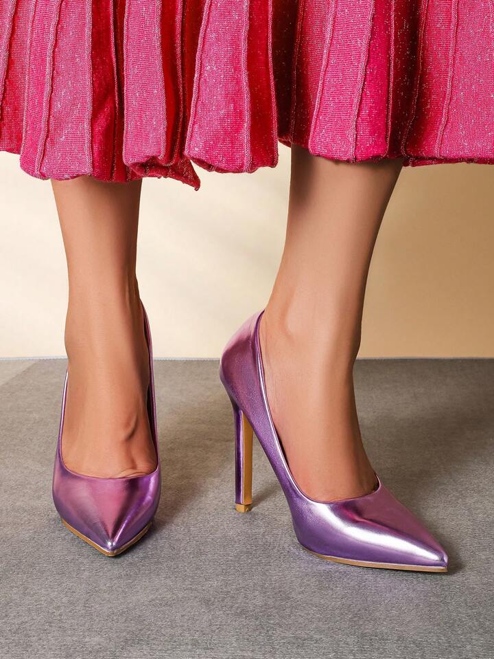 2023 New Arrival Women s Purple High Heels Pointed Toe Pumps Stiletto Work Shoes SHEIN