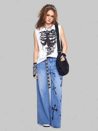 Street Life Skeleton Print Tank Top