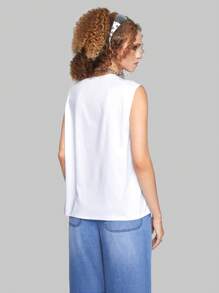 ROMWE Street Life 骷髅圖案背心上衣 - 白色 - 查看 3