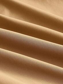 SHEIN EZwear Solid Color Flap Pocket Drawstring Waist Cargo Skirt - Khaki - View 4