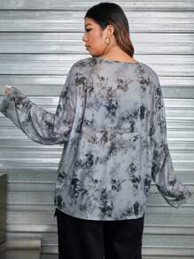 SHEIN EZwear Plus Tie Dye Drop Shoulder Tee - Multicolor - View 2