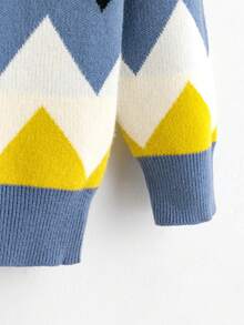 SHEIN Young Boy Chevron Pattern Sweater - Multicolor - View 3