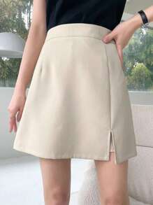 DAZY Split Hem Skort - Apricot - View 3