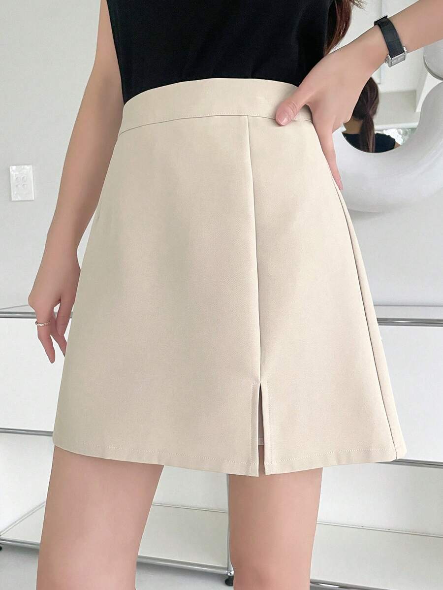 DAZY Split Hem Skort - Apricot - View 1