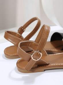 時尚極簡風格踝帶平底涼鞋,女性平底涼鞋 - 黑色 - 查看 7