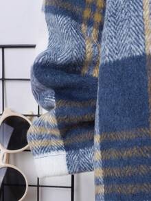 SHEIN 男大童格紋印花毛絨內襯連帽花呢外套無毛衣 - 彩色 - 查看 4